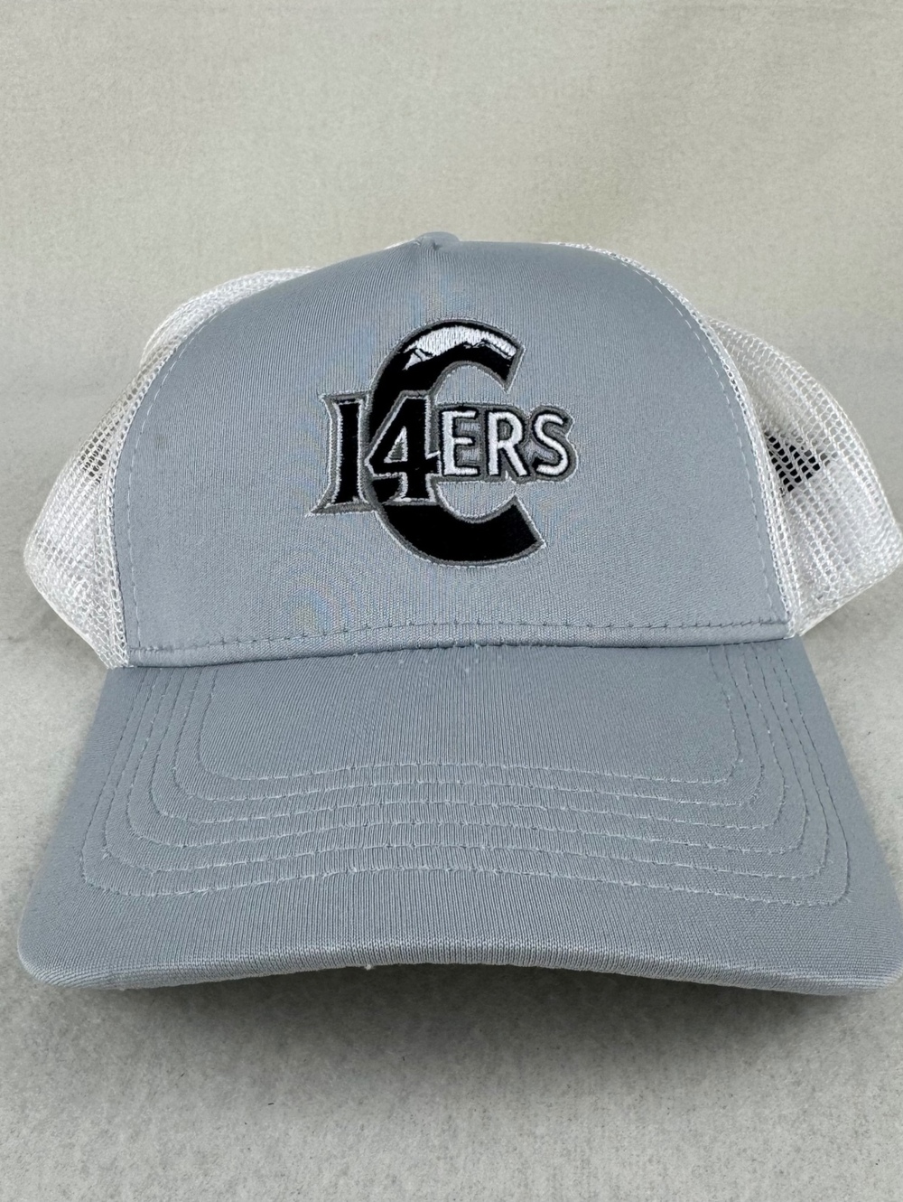 Sport-Tek 14ers Trucker Hat Gray White Mesh